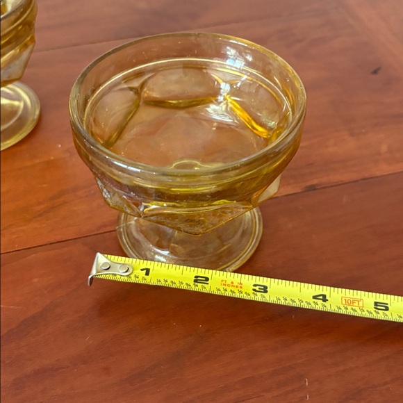 Vintage Amber Glass Dessert Cups Set of 4 | Pedestal Sherbet Bowls | MCM - Picture 6 of 7